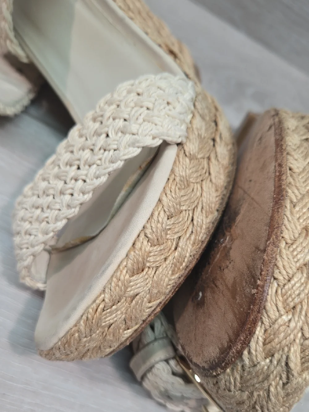 Stuart Weitzman Women Woven Espadrille Wedge Sandals Shoes Sz 7.5M - Picture 11 of 12